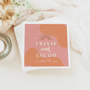 TRIXIE Retro 70er Jahre Groovy Pink und Orange Wed Serviette