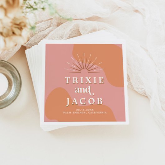 TRIXIE Retro 70er Jahre Groovy Pink und Orange Wed Serviette