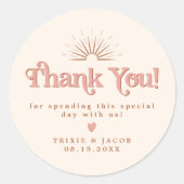 TRIXIE Retro 70er Jahre Pink & Orange Gastgeschenk Runder Aufkleber (Vorderseite)