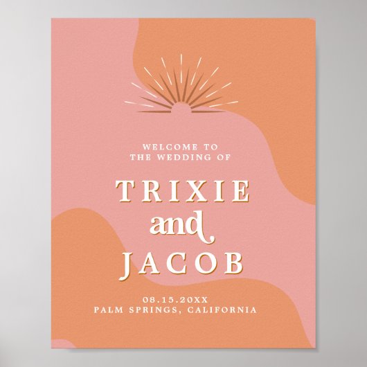 TRIXIE Retro 70er Jahre Rosa und Orange Wedding Wi Poster (Vorne)