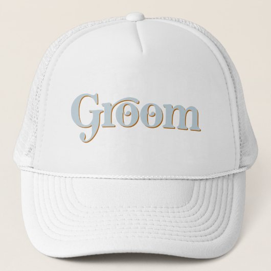 TRIXIE Retro 70er Themed Blue und Orange Groom Truckerkappe (Vorderseite)