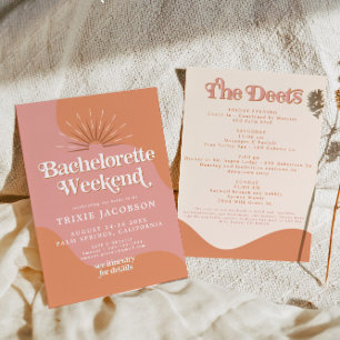 TRIXIE Retro 70's Disco Pink & Orange Bachelorette Einladung