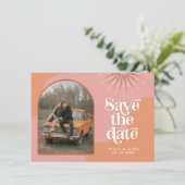 TRIXIE Retro Arted Foto Boho Save the Date Einladung (Stehend Vorderseite)