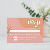 TRIXIE Retro Rosa Orange 70er Themed Wedding RSVP Einladung (Stehend Vorderseite)