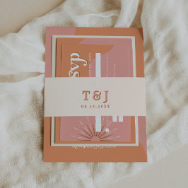 TRIXIE Rosa & Orange Retro 70er Jahre Einladung zu Einladungsbanderole