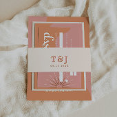 TRIXIE Rosa & Orange Retro 70er Jahre Einladung zu Einladungsbanderole