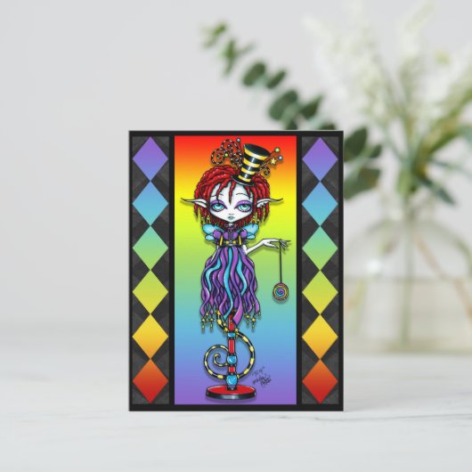 Trixy Pixie Stick Rainbow Circus Freak Postkarte (Stehend Vorderseite)