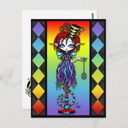 Trixy Pixie Stick Rainbow Circus Freak Postkarte (Vorne/Hinten)