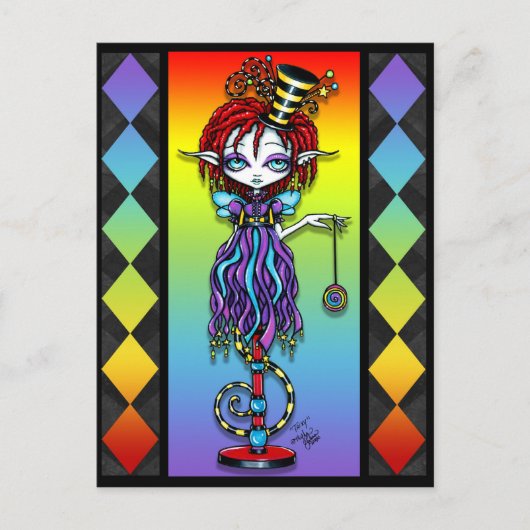 Trixy Pixie Stick Rainbow Circus Freak Postkarte (Vorderseite)