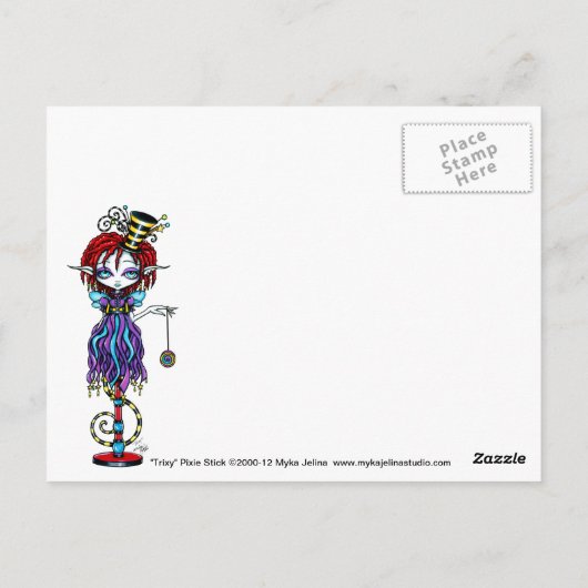 Trixy Pixie Stick Sideshow Circus Fairy Postcard Postkarte (Rückseite)