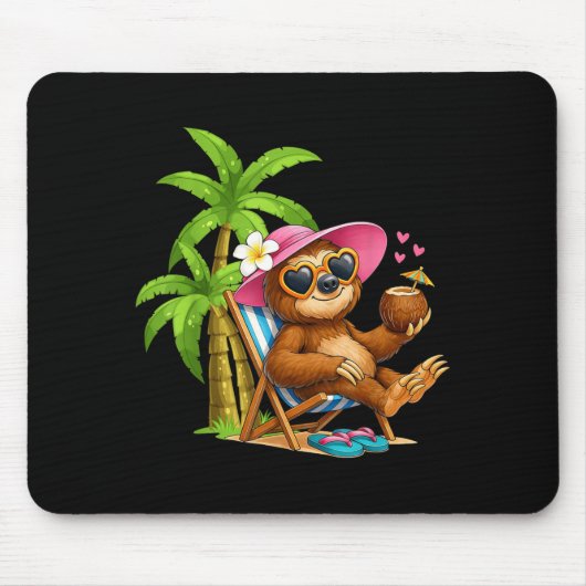 Trocal Faultier Palme Baum Strand Sommerurlaub Mousepad (Vorne)