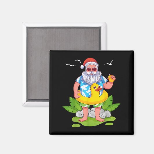 Trocal Summer Funny Hawaiian Santa Claus Christmas Magnet (Vorderseite/Rückseite)