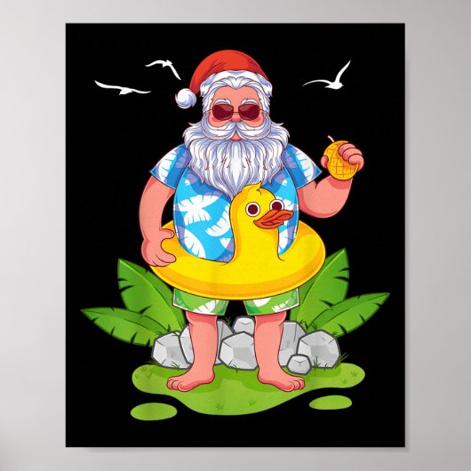 Trocal Summer Funny Hawaiian Santa Claus Christmas Poster (Vorne)
