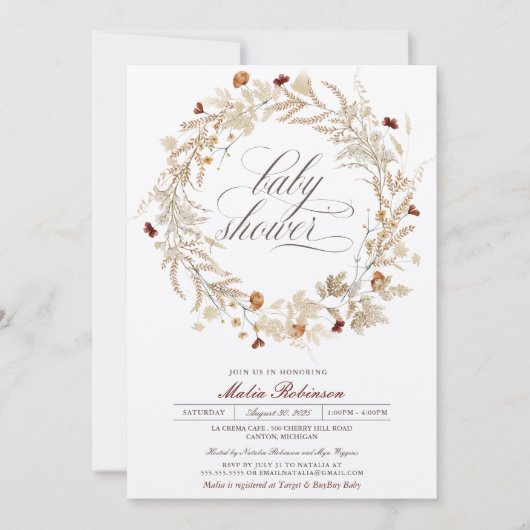 Trockenblütendusche Wildblumen Herbst Herbstdusche Einladung (Vorderseite)