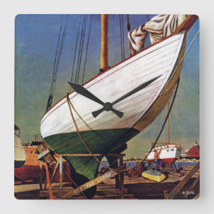 Trockendock durch John Atherton Quadratische Wanduhr