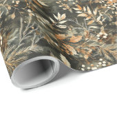 Trockene Blüten und goldfarbene Blätter Wrapping P Geschenkpapier (Rolleneckpunkt)