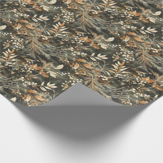 Trockene Blüten und goldfarbene Blätter Wrapping P Geschenkpapier (Ecke)