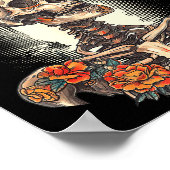 Trockene Knochen werden lebendig Skelett Blumen Ch Poster (Ecke)