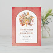 Trockene Palmen, Pampas-Gras Rosa Hochzeitsgold Ro Folieneinladung (Stehend vorne)