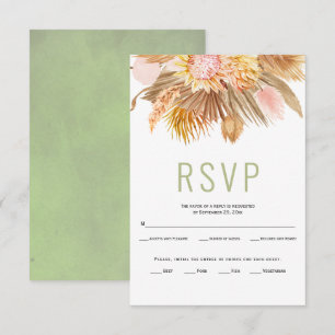 Trockene Palmen, Pampas-Gras-Salbei-Hochzeit RSVP Karte