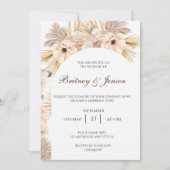 Trockene Palmen und Blätter Boho Stil für Hochzeit Einladung (Vorderseite)