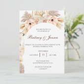 Trockene Palmen und Blätter Boho Stil für Hochzeit Einladung (Stehend Vorderseite)