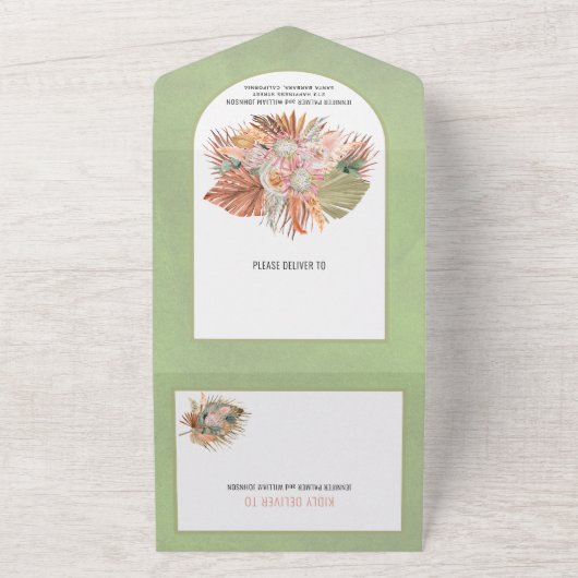 Trockene Palmen und Pampasgras All In One Einladung (Außenbereich)