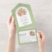 Trockene Palmen und Pampasgras All In One Einladung (Abreißen)