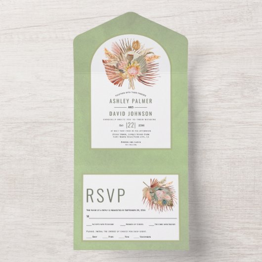 Trockene Palmen und Pampasgras All In One Einladung (Innen Boden)