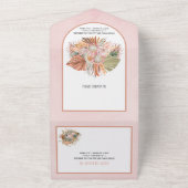 Trockene Palmen und Pampasgras, weiche rosa Hochze All In One Einladung (Außenbereich)