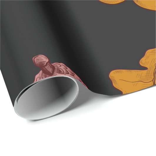 Trockeneiche Blätter und Eichen. Handgezogener nah Geschenkpapier (Rolleneckpunkt)