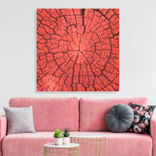 Trockener Baumstamm Ausschnitt Rosa-Rotes Holz Fot Leinwanddruck