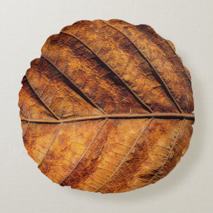 Trockenes Blatt: natürlicher Texturhintergrund. Rundes Kissen
