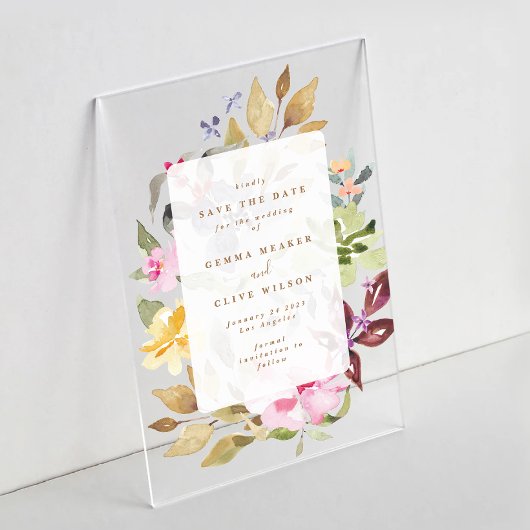 Trockenes Blumenwasser Kunst Hochzeit Foto Acryleinladungen