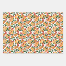 Trockenorangen und Berries Weihnachtsmuster Geschenkpapier Set