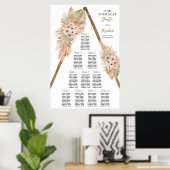 Trockenpalme Pampas Gras Dusty Rose Holzbogen Poster (Heimbüro)