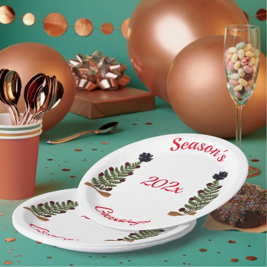 Trockenpresse Blume Weihnachtsbaum Pappteller (Multi)