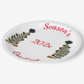 Trockenpresse Blume Weihnachtsbaum Pappteller (Schrägansicht)