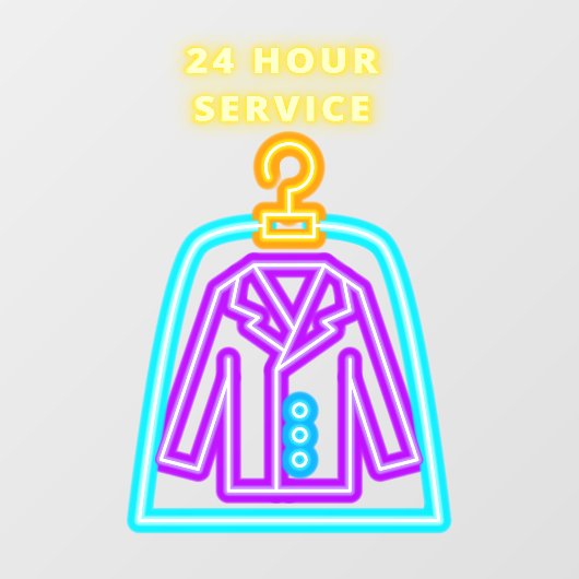 Trockenreiniger Imitate Neon 24 Std. Service Front Fensteraufkleber (Blatt)