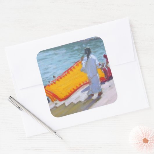 TrockenSari Pushkar Quadratischer Aufkleber (Umschlag)