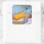 TrockenSari Pushkar Quadratischer Aufkleber (Tasche)