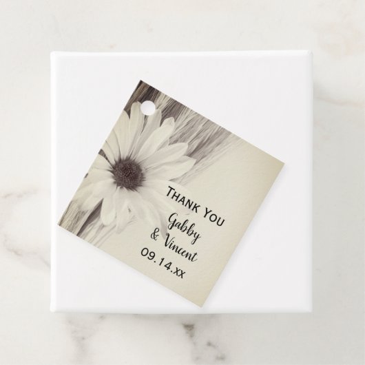 Trockenweizen- und Daisy-Hochzeit Geschenkanhänger (Beispiel)