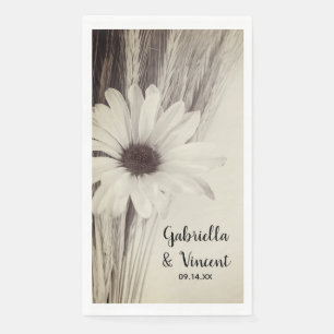 Trockenweizen- und Daisy-Hochzeit Serviette