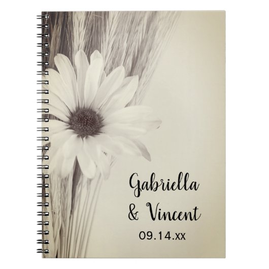 Trockenwheat und Daisy Farm Wedding Gästebuch Notizblock (Vorderseite)
