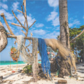 Trocknen der Netze am Strand Aufkleber (Vorderseite)