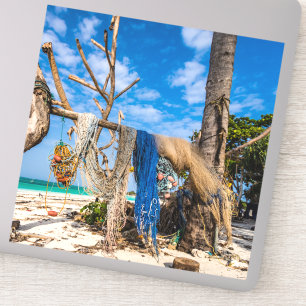 Trocknen der Netze am Strand Aufkleber