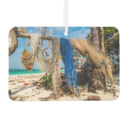 Trocknen der Netze am Strand Autolufterfrischer (Vorderseite)