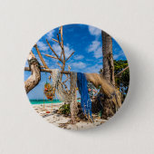 Trocknen der Netze am Strand Button (Vorderseite)