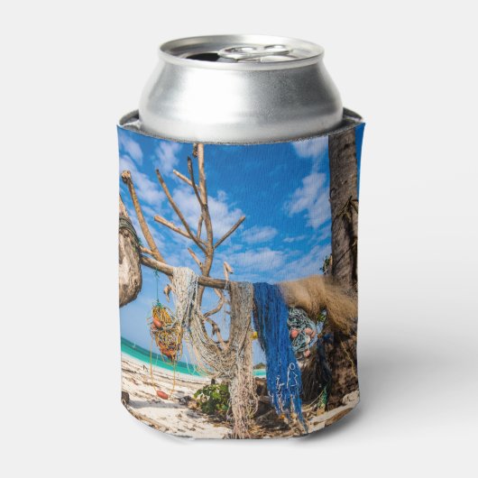 Trocknen der Netze am Strand Dosenkühler (Kanne Vorderseite)