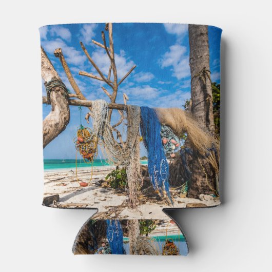 Trocknen der Netze am Strand Dosenkühler (Rückseite)